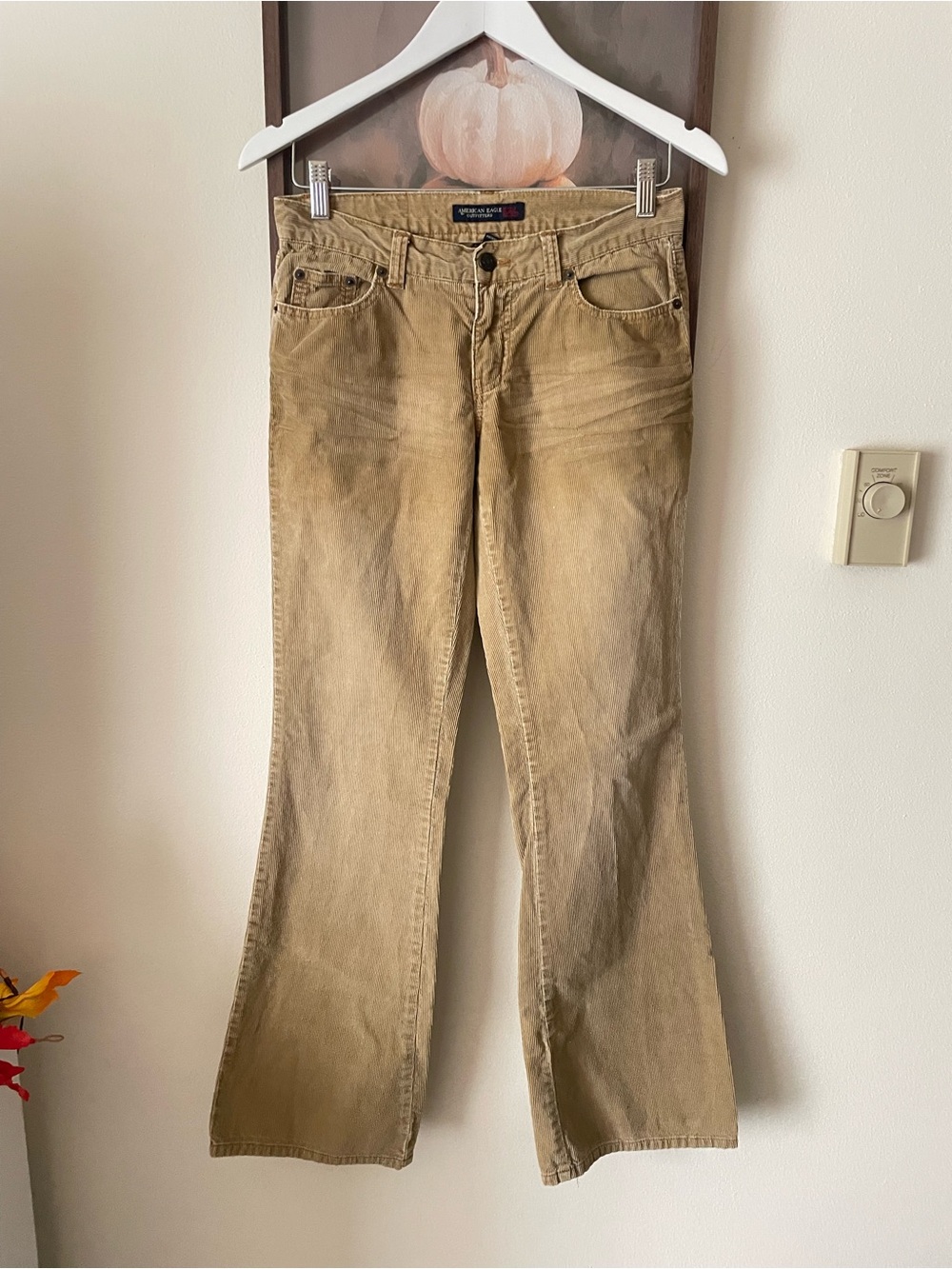 American Eagle Y2K Vintage Low Rise Tan Corduroy Flare Bootcut Pants US 2